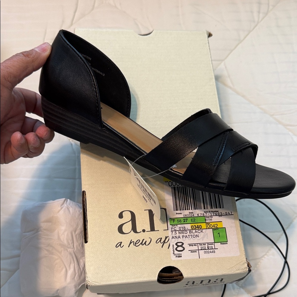 a.n.a Black Women's D'Orsay Low Wedge Sandals